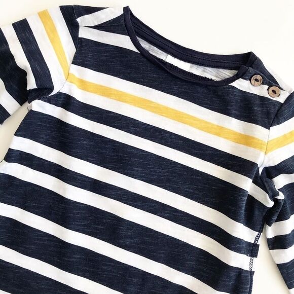 H&M blue/yellow long sleeve tops EUC  4-6 months - Picture 2 of 4